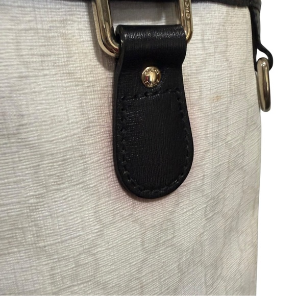 Vintage Gucci GG Canvas Tote Bag White Monogram Black Leather Trim - Picture 9 of 12